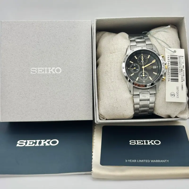 Seiko Spirit Chronograph Sporty Black Dial Men's Watch- SBTQ043